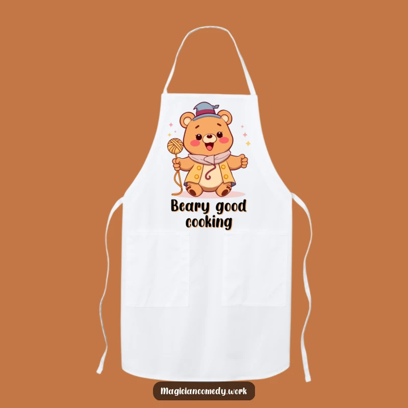 Funny Bear Magician Apron: Kitchen Magic Happy, Perfect Funny Gift