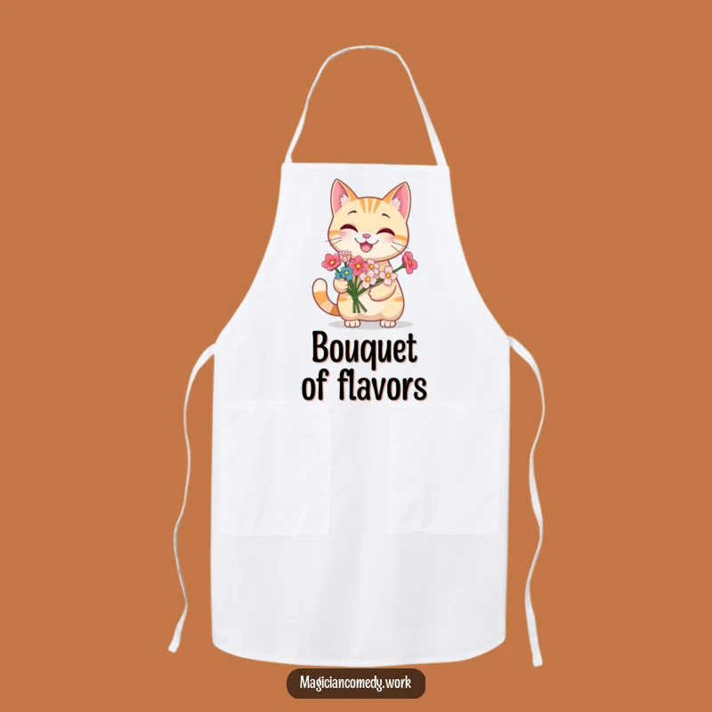 Funny Grinning Cat Flower Apron: Chef Kitty Magic, Kitchen Gift