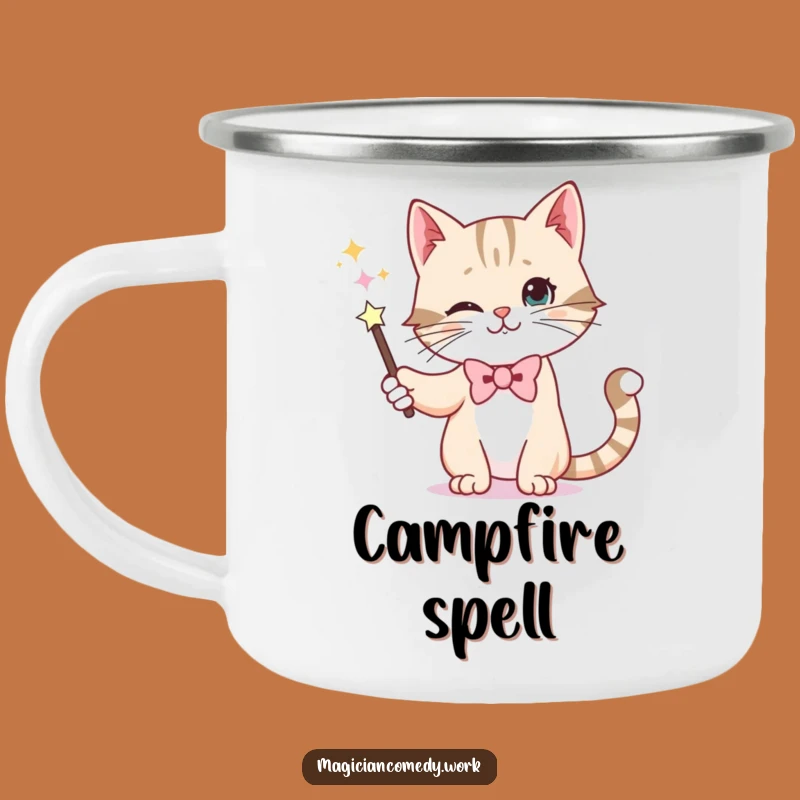 Funny Magic Cat Camping Mug - Durable Comedic Drinkware for Adventures