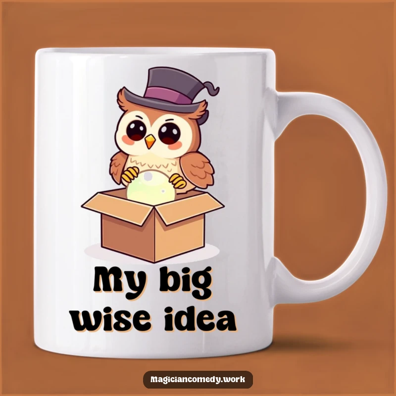 Funny Owl Magician Mug: Happy Owl Pulls Glowing Orb, Perfect Funny Gift