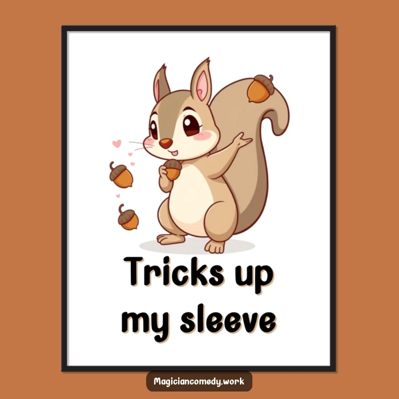 Funny Squirrel Magician Digital Art: Instant Acorn Magic, Perfect Printable Gift!