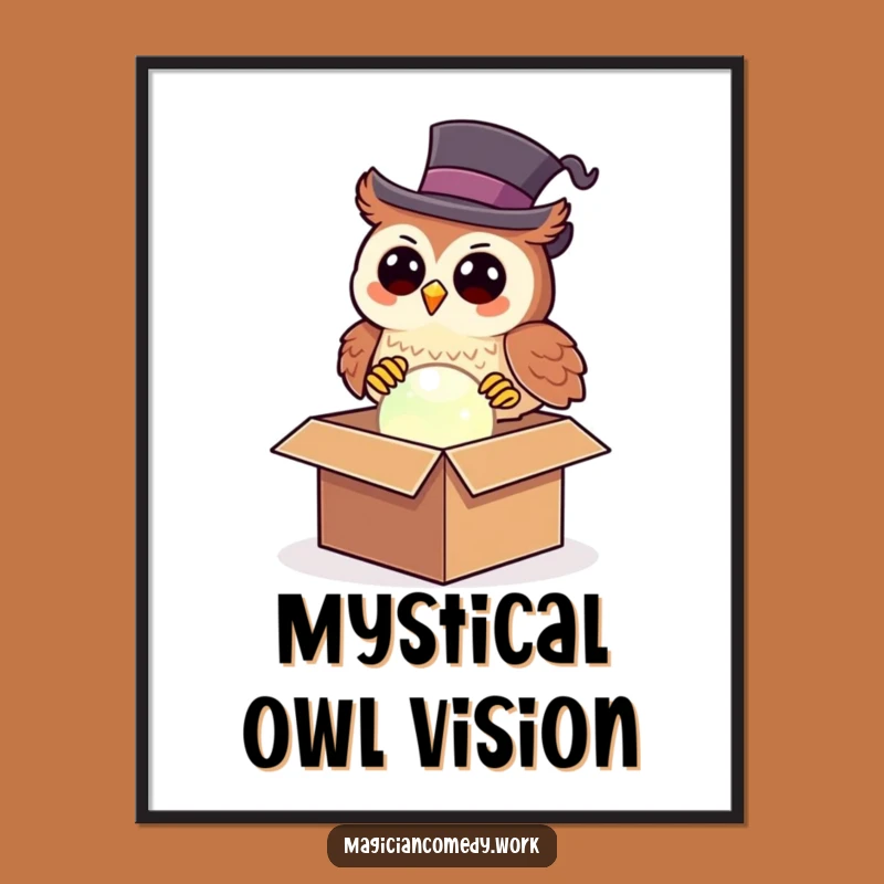 Funny Owl Magician Digital Art: Enchanting Orb Pull, Premium Funny Gift