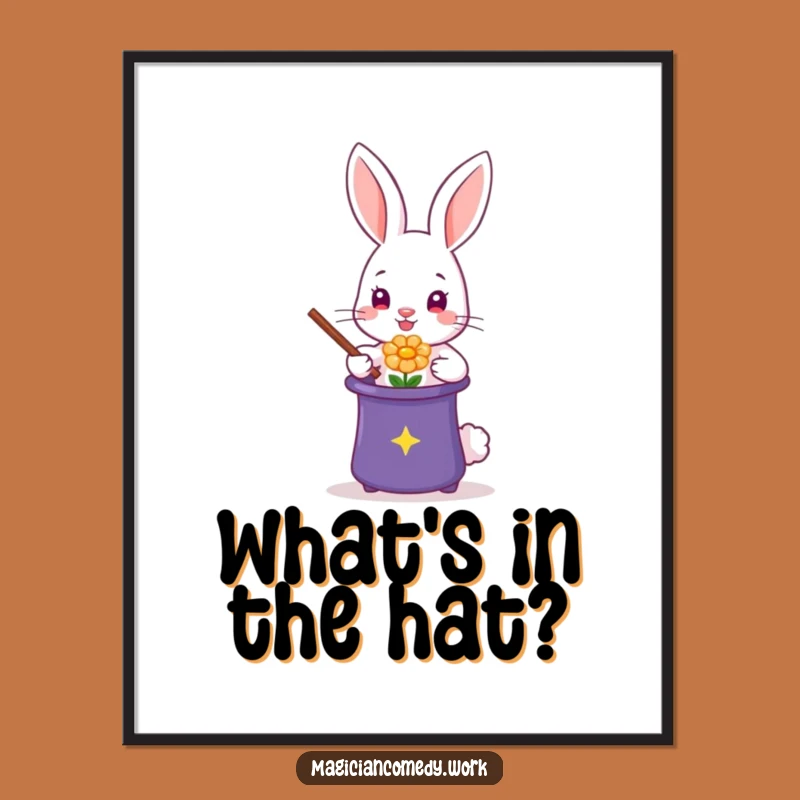 Funny Rabbit Magician Digital Art: Cute Magic Print, Perfect Funny Gift