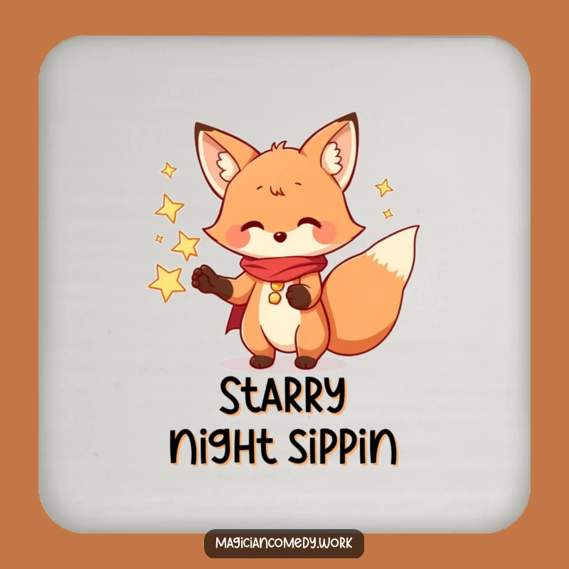 Funny Fox Magician Coaster: Playful Protection, Perfect Funny Gift