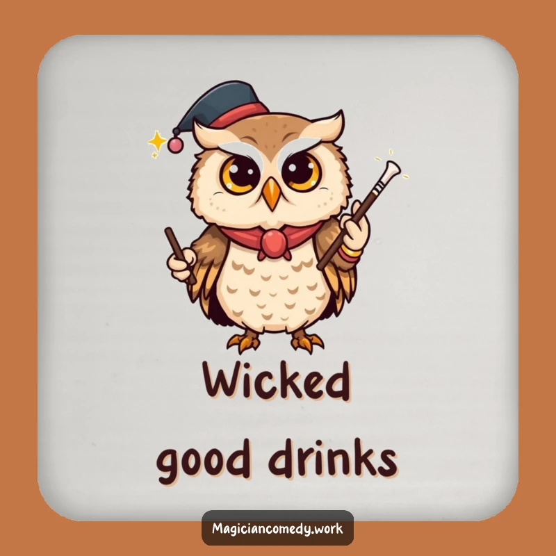 Funny Owl Magician Coaster: Curious Protection, Perfect Funny Gift