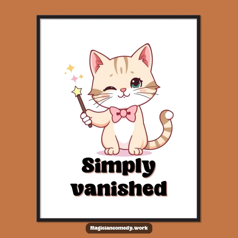 Funny Magic Cat Poster - Whimsical Wall Art for Feline Illusion Lovers