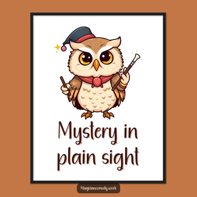 Funny Owl Magician Poster: Mysterious Bird Art, Perfect Funny Gift