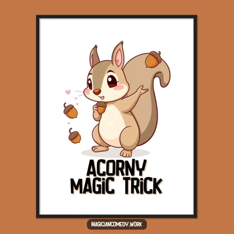 Free Printable Squirrel Magician Wall Art - Whimsical Acorn Magic Decor Downloadable