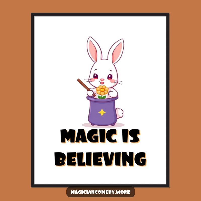 Free Printable Wall Art: Rabbit Magician Flower Illusion Funny Downloadable Decor