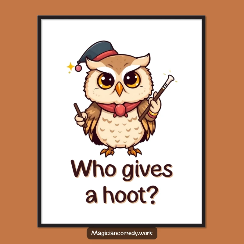 Free Printable Wall Art: Owl Magician Vanishing Act Funny Downloadable Decor