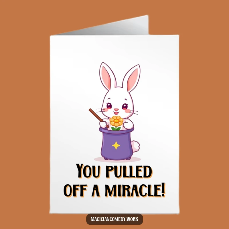 Free Printable Congrats Card: Rabbit Magician Flower Surprise Funny Downloadable Gift