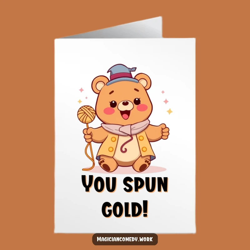 Free Printable Congrats Card: Bear Magician Yarn Magic Funny Downloadable Gift