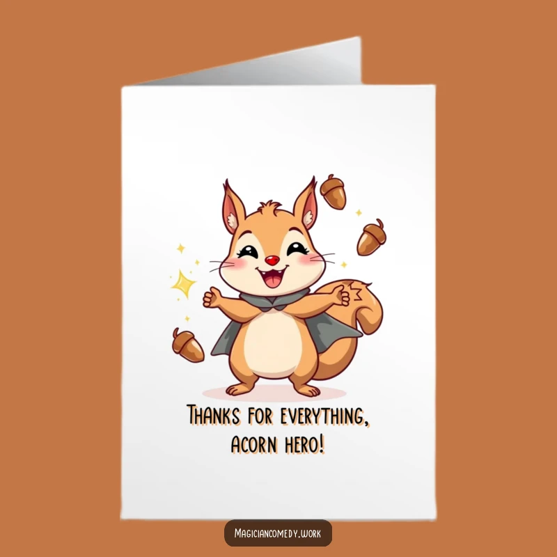 Free Printable Squirrel Thank You Card: Juggling Acorns Gratitude Downloadable Gift