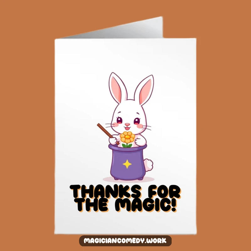 Free Printable Thank You Card: Rabbit Magician Flower Gift Funny Downloadable