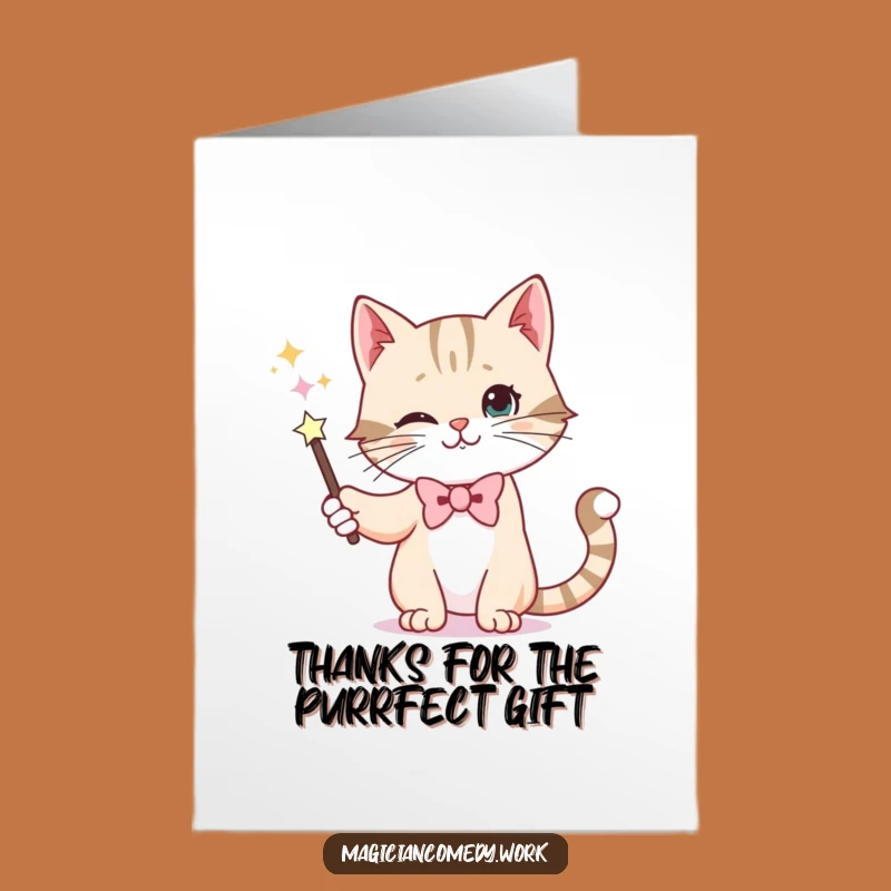 Free Printable Thank You Card: Cat Magician, Funny Downloadable Gift of Thanks